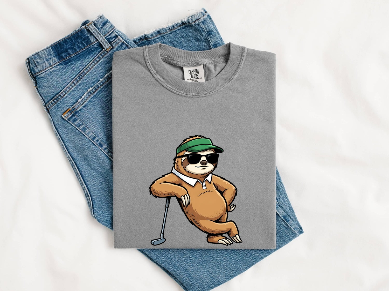Sloth Golf Shirt Sports Pets Gift Women Doodle Tee Golfing t-shirt Athlete Fan Animal Graphic Tshirt Sketch Eyewear Tshirt