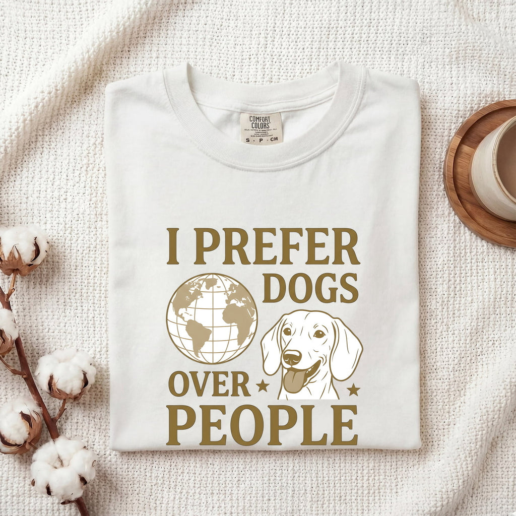 Dog Mom Graphic Tee – Vintage Dog Face Globe Shirt for Women