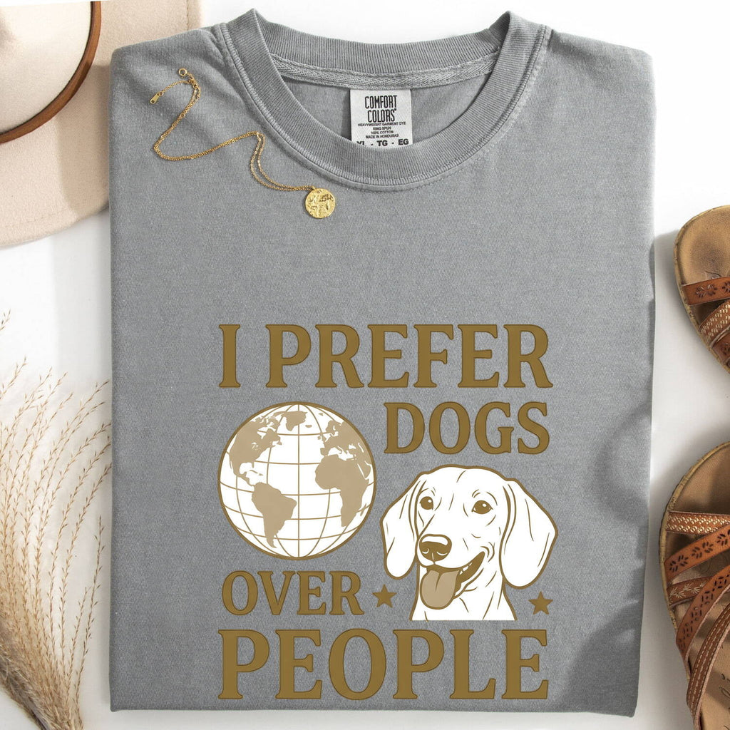 Dog Mom Graphic Tee – Vintage Dog Face Globe Shirt for Women