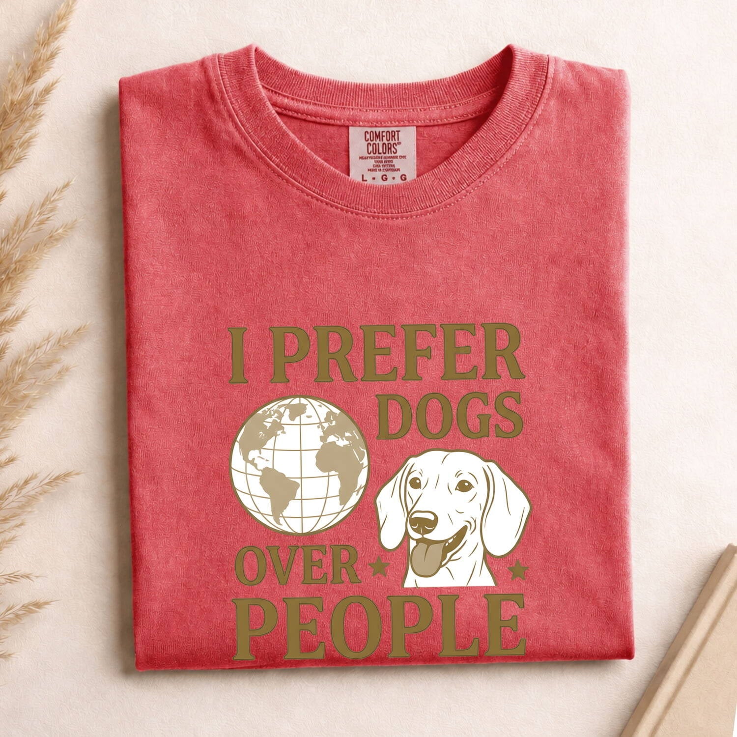 Dog Mom Graphic Tee – Vintage Dog Face Globe Shirt for Women