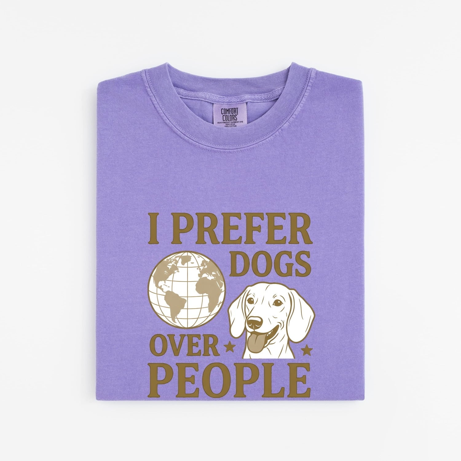 Dog Mom Graphic Tee – Vintage Dog Face Globe Shirt for Women