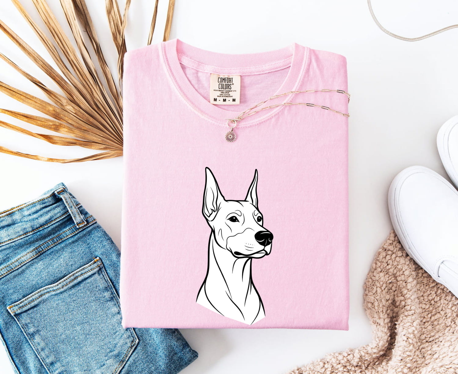 Doberman Shirt for Women – Minimalist Line Art Dog Graphic Tee