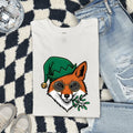 Fox Spectacles Shirt Christmas Pets Gift Women Caricature Tee Glasses T-Shirt Xmas Fan Eyewear Tshirt Animal Graphic Hand Drawn Holiday Hat