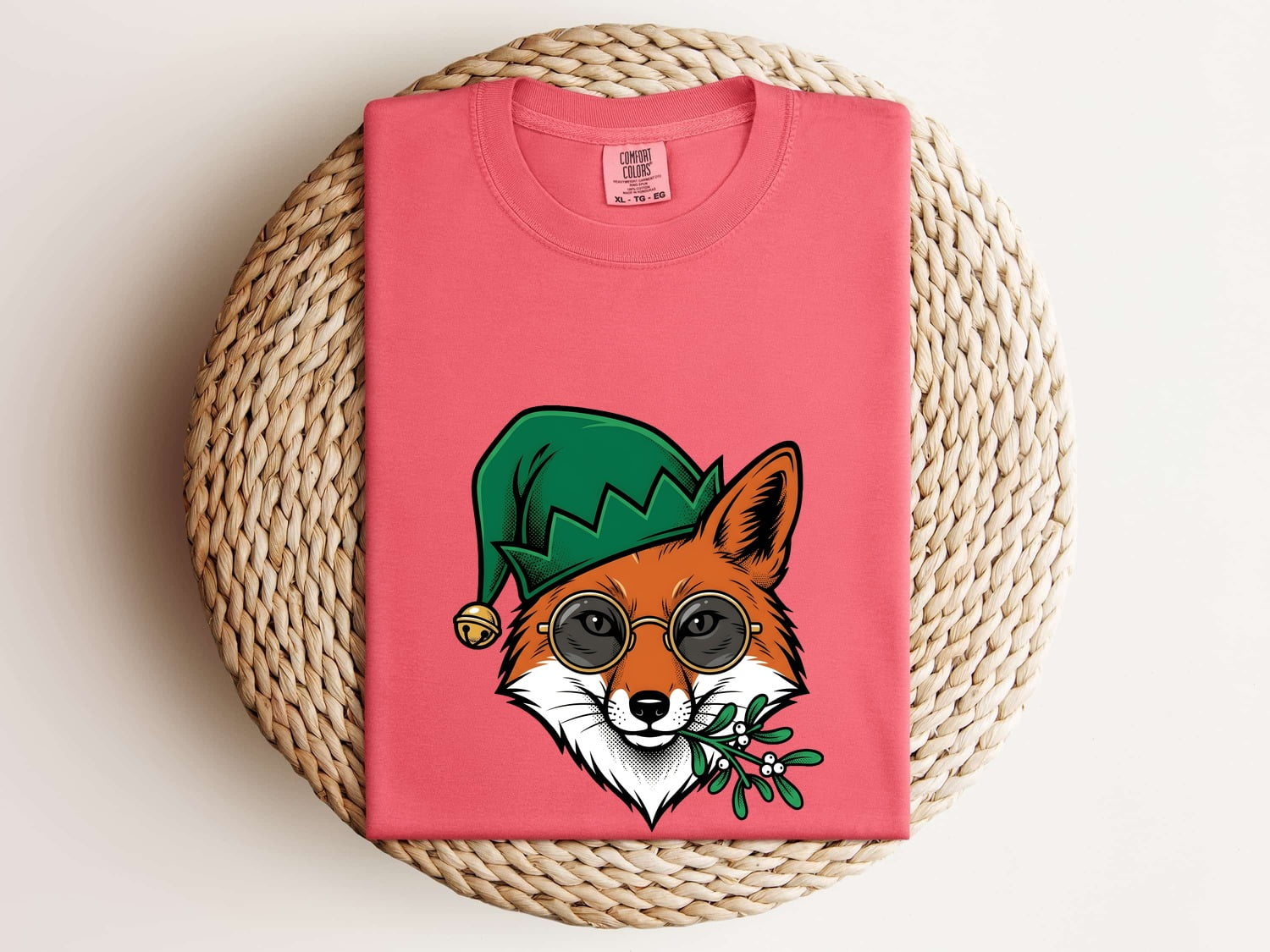 Fox Spectacles Shirt Christmas Pets Gift Women Caricature Tee Glasses T-Shirt Xmas Fan Eyewear Tshirt Animal Graphic Hand Drawn Holiday Hat