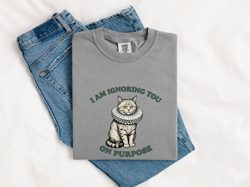 Cat Elizabethan Collar Shirt Funny Pet Gift Women Retro Tee E Collar T-Shirt Humor Fan Vintage Tshirt Animal Graphic Sketch Kitten Tshirt