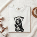 Cat Grim Reaper Shirt Cat Halloween Gift Women Gothic Tee Kitty T-Shirt Cat Fan Dark Tshirt Spooky Graphic Vintage Scythe Tshirt