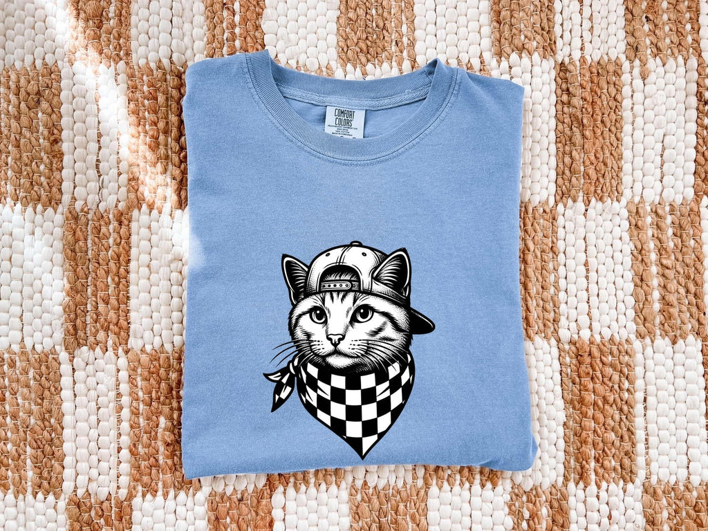 Cat Scarf Shirt Cat Urban Clothing Gift Women Sketch Tee Feline T-Shirt Cat Fan Drawing Tshirt Retro Snapback Hat Tshirt