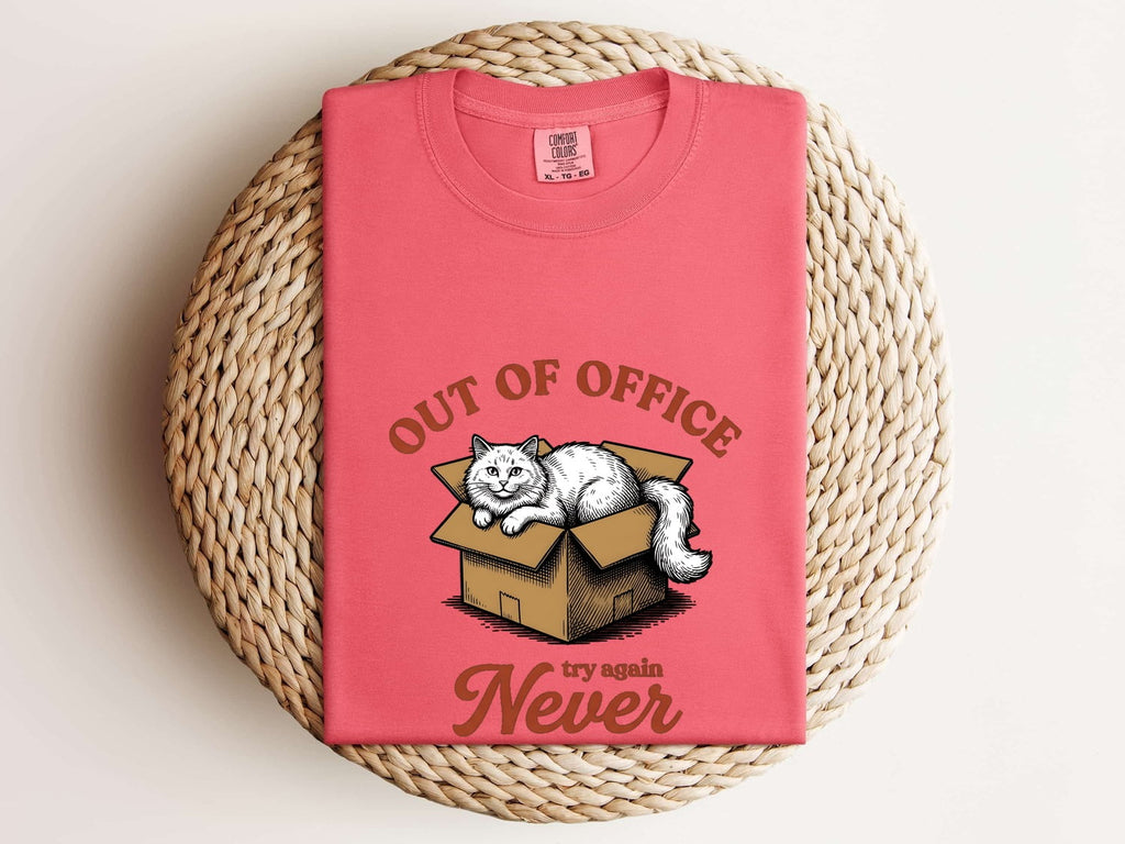 Cat Box Shirt Cat Humor Gift Women Hand Drawn Tee Cat Carrier T-Shirt Cat Fan Feline Tshirt Funny Graphic Vintage Cardboard Box Tshirt