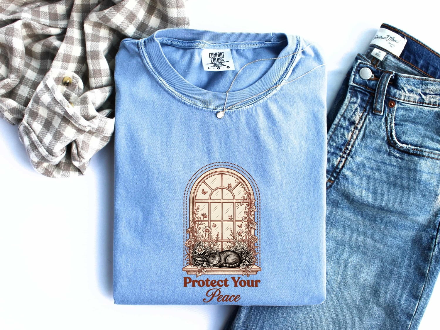 Cat Window Shirt Cottagecore Floral Gift Women Vintage Tee Window Perch T-Shirt Homebody Fan Retro Tshirt Botanical Graphic Hand Drawn