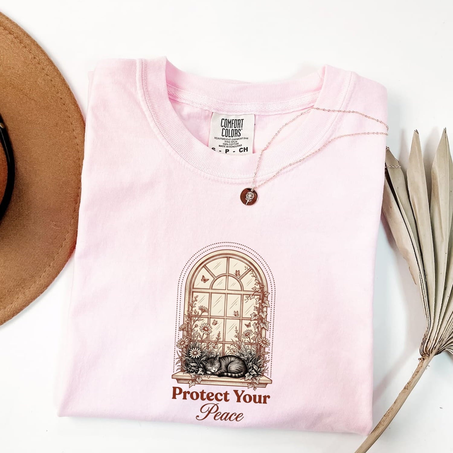 Cat Window Shirt Cottagecore Floral Gift Women Vintage Tee Window Perch T-Shirt Homebody Fan Retro Tshirt Botanical Graphic Hand Drawn