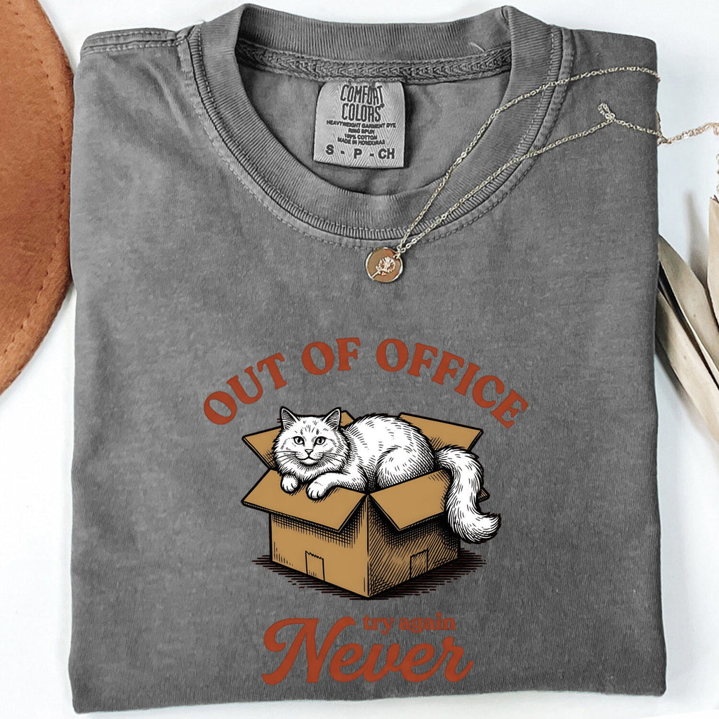 Cat Box Shirt for Women – Funny Vintage Cardboard Box Hand Drawn Graphic Tee