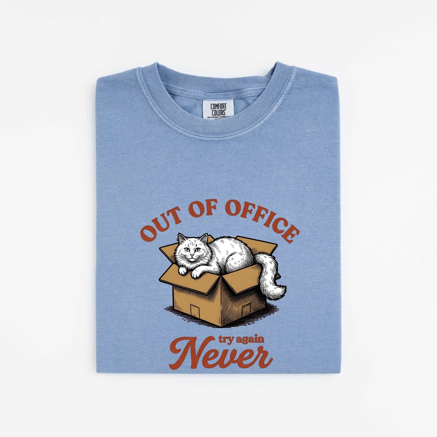 Cat Box Shirt for Women – Funny Vintage Cardboard Box Hand Drawn Graphic Tee