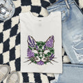 Cat Flower Shirt for Women – Botanical Sketch Floral Kitty Graphic Tee