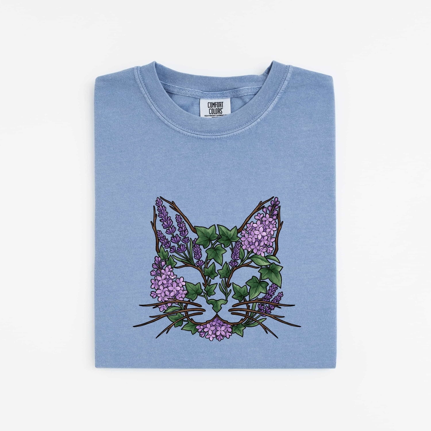 Cat Flower Shirt for Women – Botanical Sketch Floral Kitty Graphic Tee