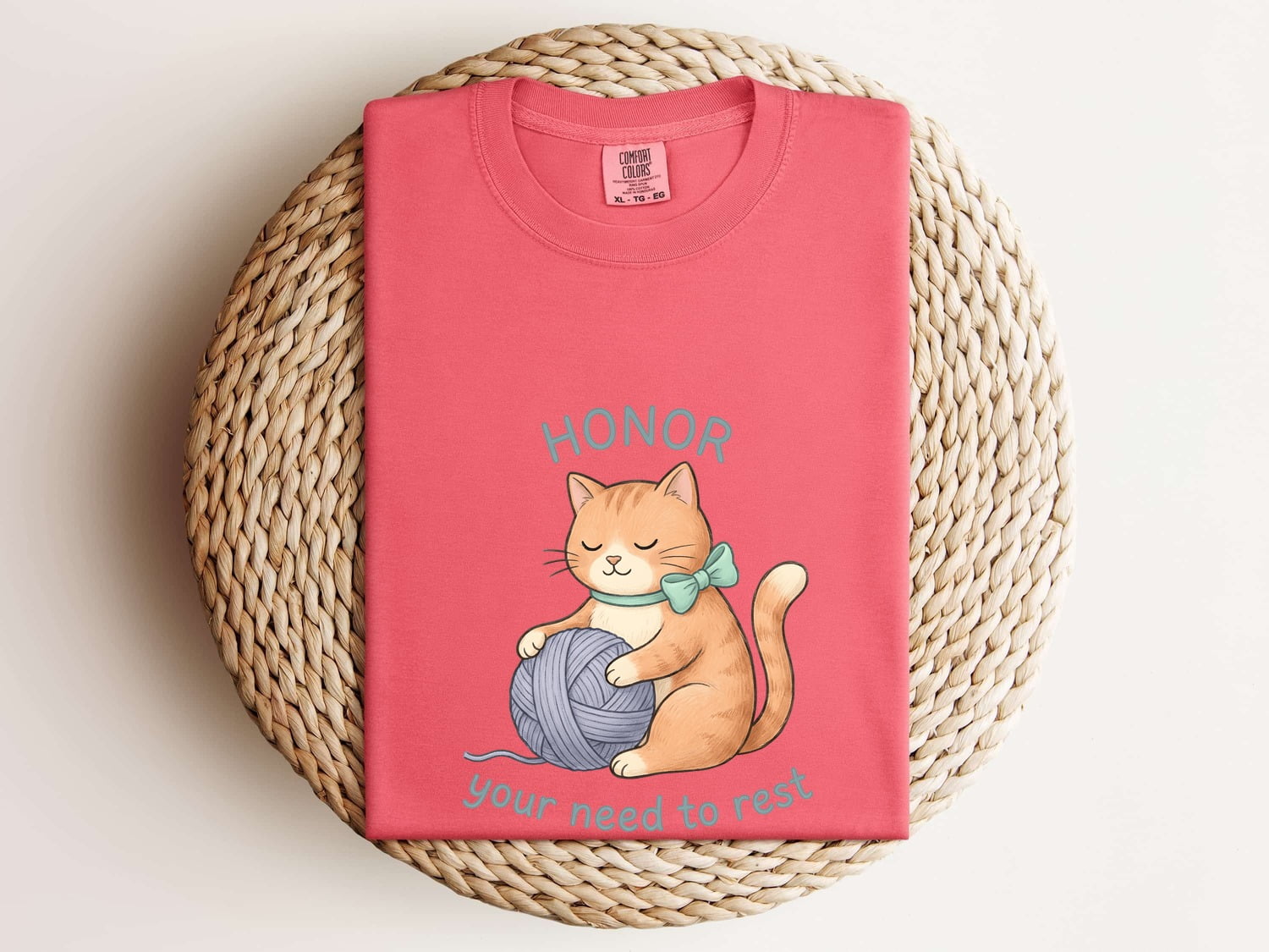 Cat Yarn Shirt for Women – Cute Hand Drawn Mindfulness Kitty Graphic Tee