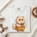Fluffy Cat Shirt for Women – Floral Succulent Garden Kitten Graphic Tee