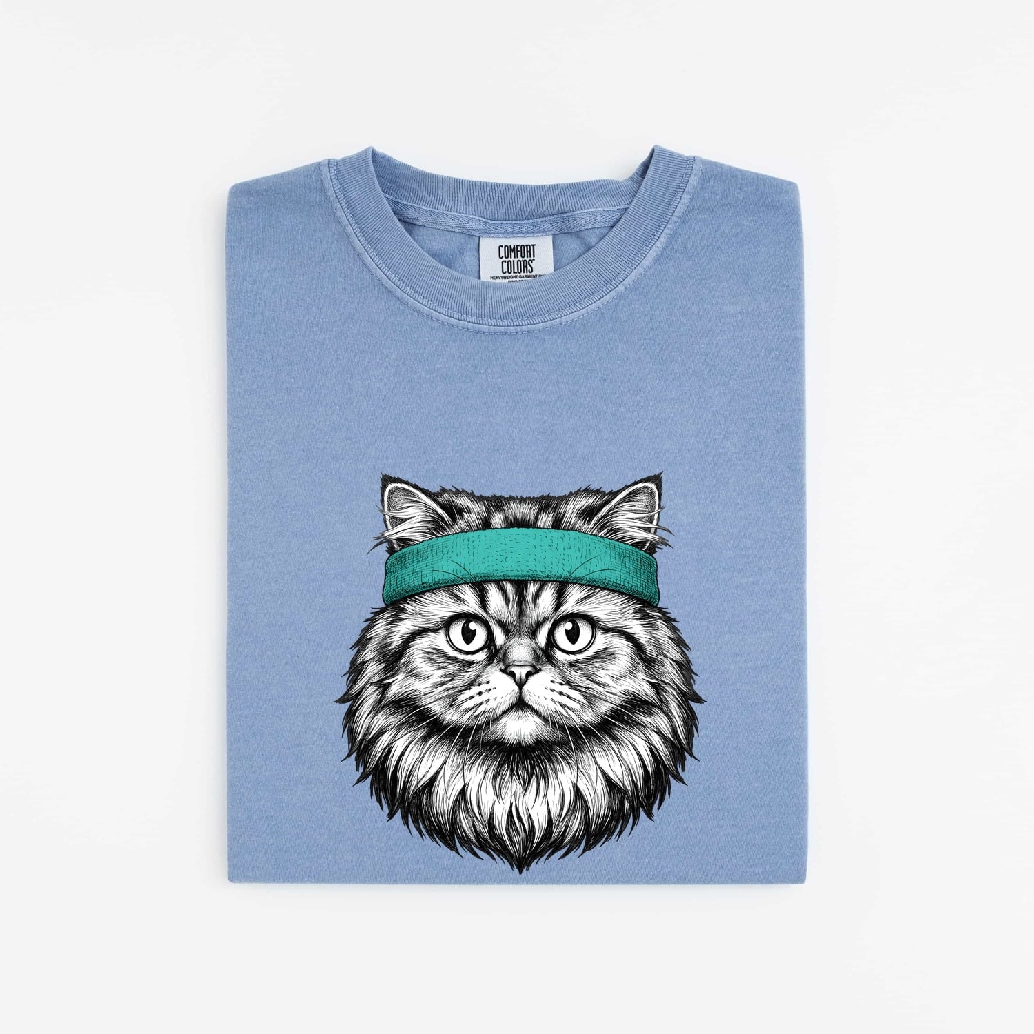 Tabby Cat Shirt for Women – Vintage Hand Drawn Headband Kitty Graphic Tee