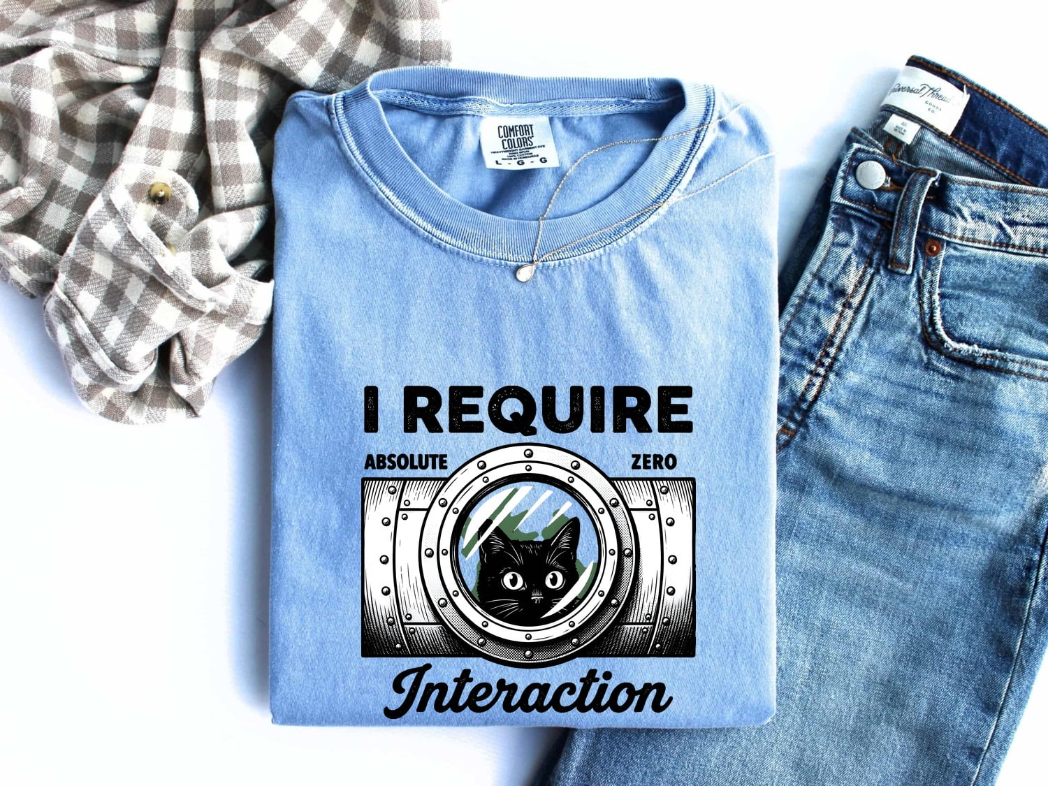 Black Cat Shirt for Women – Minimalist Mood Circle Cartoon Graphic Tee
