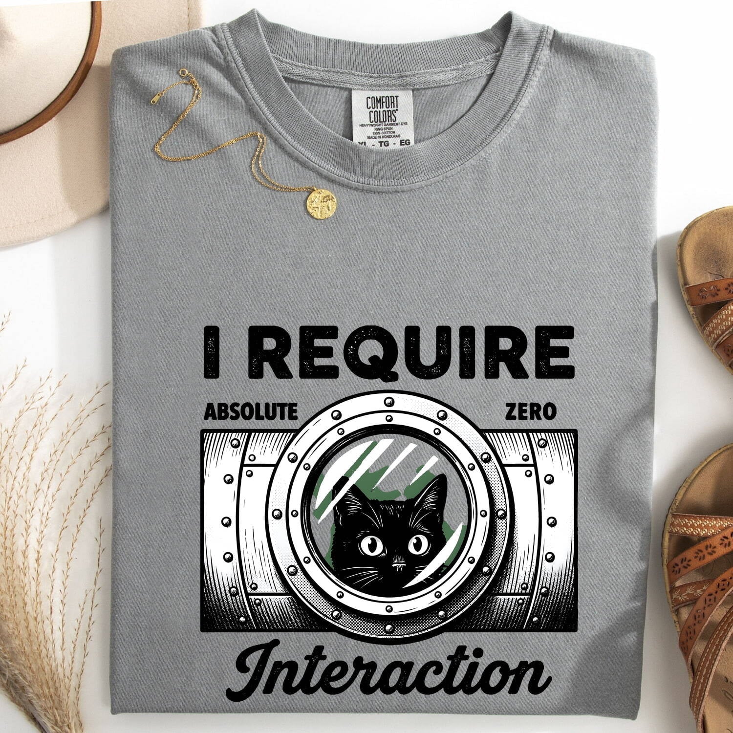 Black Cat Shirt for Women – Minimalist Mood Circle Cartoon Graphic Tee