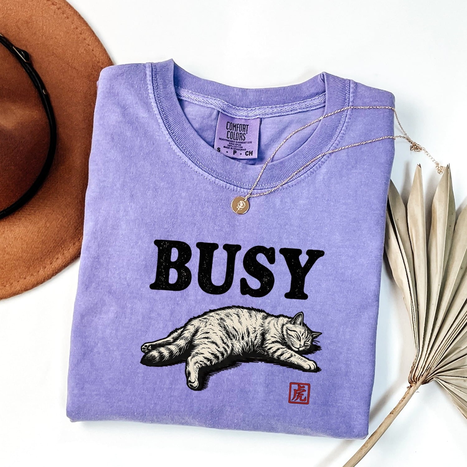 Dozing Cat Shirt for Women – Funny Sleeping Kitten Cartoon Graphic Tee