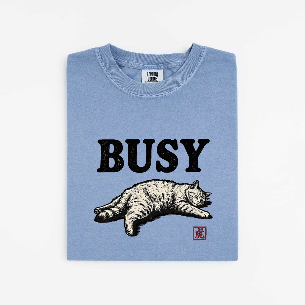 Dozing Cat Shirt for Women – Funny Sleeping Kitten Cartoon Graphic Tee
