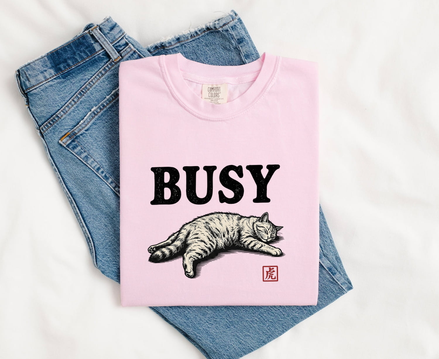 Dozing Cat Shirt for Women – Funny Sleeping Kitten Cartoon Graphic Tee