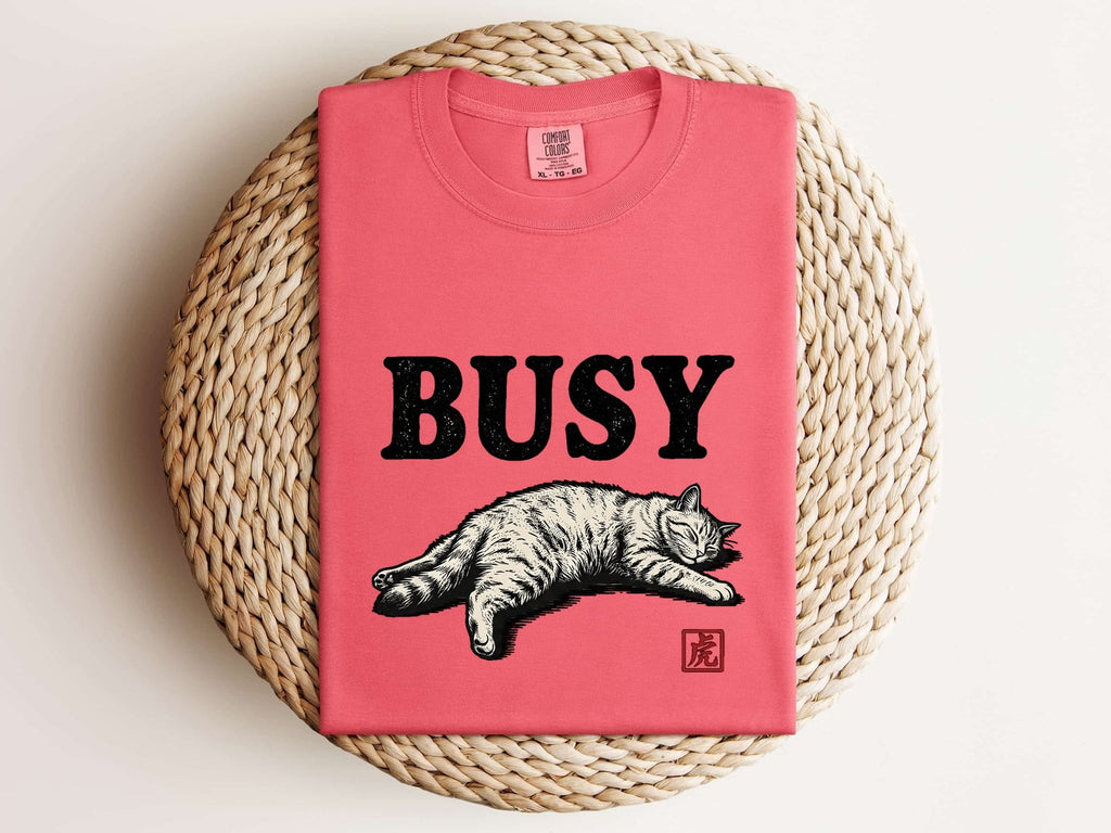 Dozing Cat Shirt for Women – Funny Sleeping Kitten Cartoon Graphic Tee