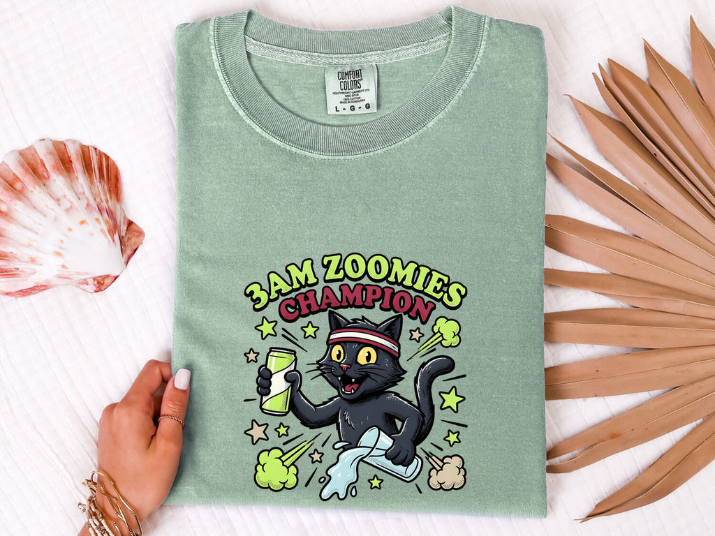 Funny Black Cat Shirt for Women – Vintage Energy Drink Comic Graphic Tee