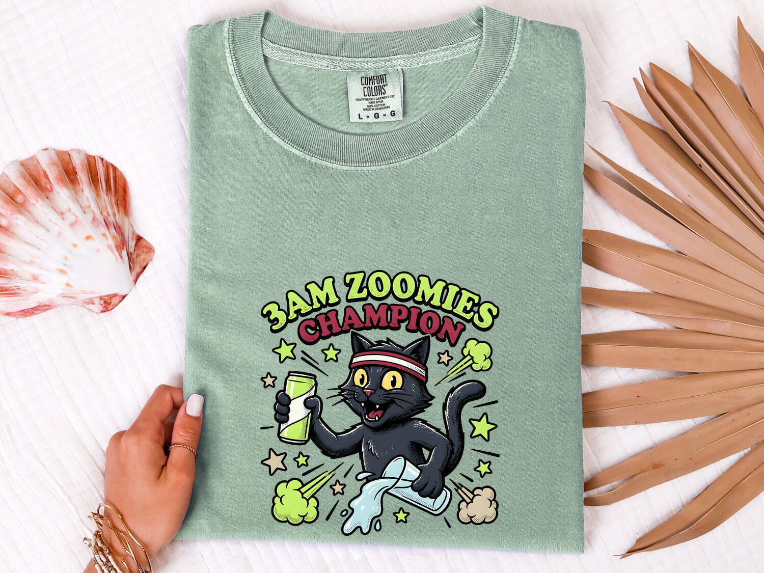 Funny Black Cat Shirt for Women – Vintage Energy Drink Comic Graphic Tee