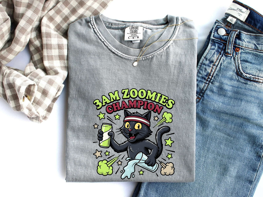 Funny Black Cat Shirt for Women – Vintage Energy Drink Comic Graphic Tee
