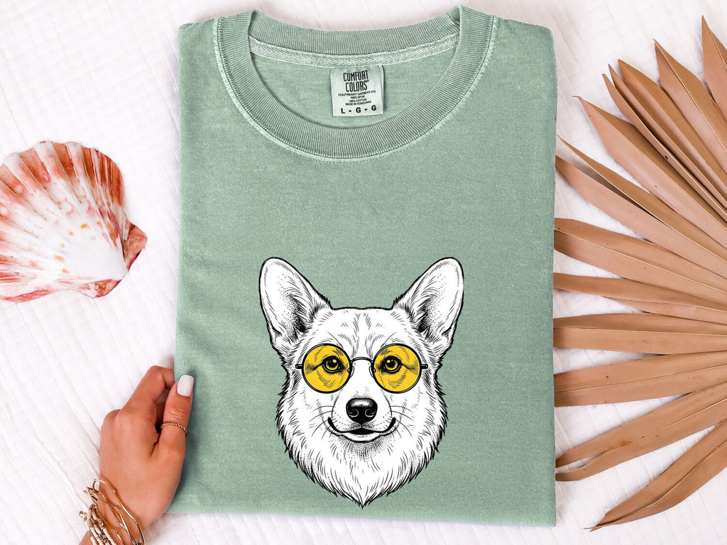 Corgi Pet Shirt Dog Pets Gift Women Cartoon Tee Dog T-Shirt Dog Fan Toon Tshirt Animal Graphic Abstract Puppy Ears Tshirt