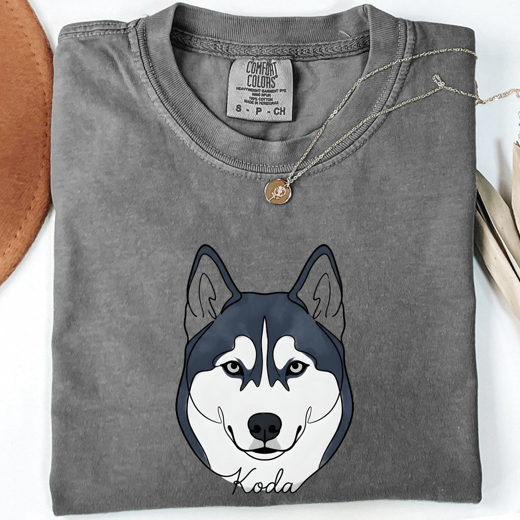 Husky Pet Shirt Dog Companions Gift Women Cartoon Tee Siberian Husky T-Shirt Dog Fan Husky Tshirt Companion Graphic Clean Engraved Name