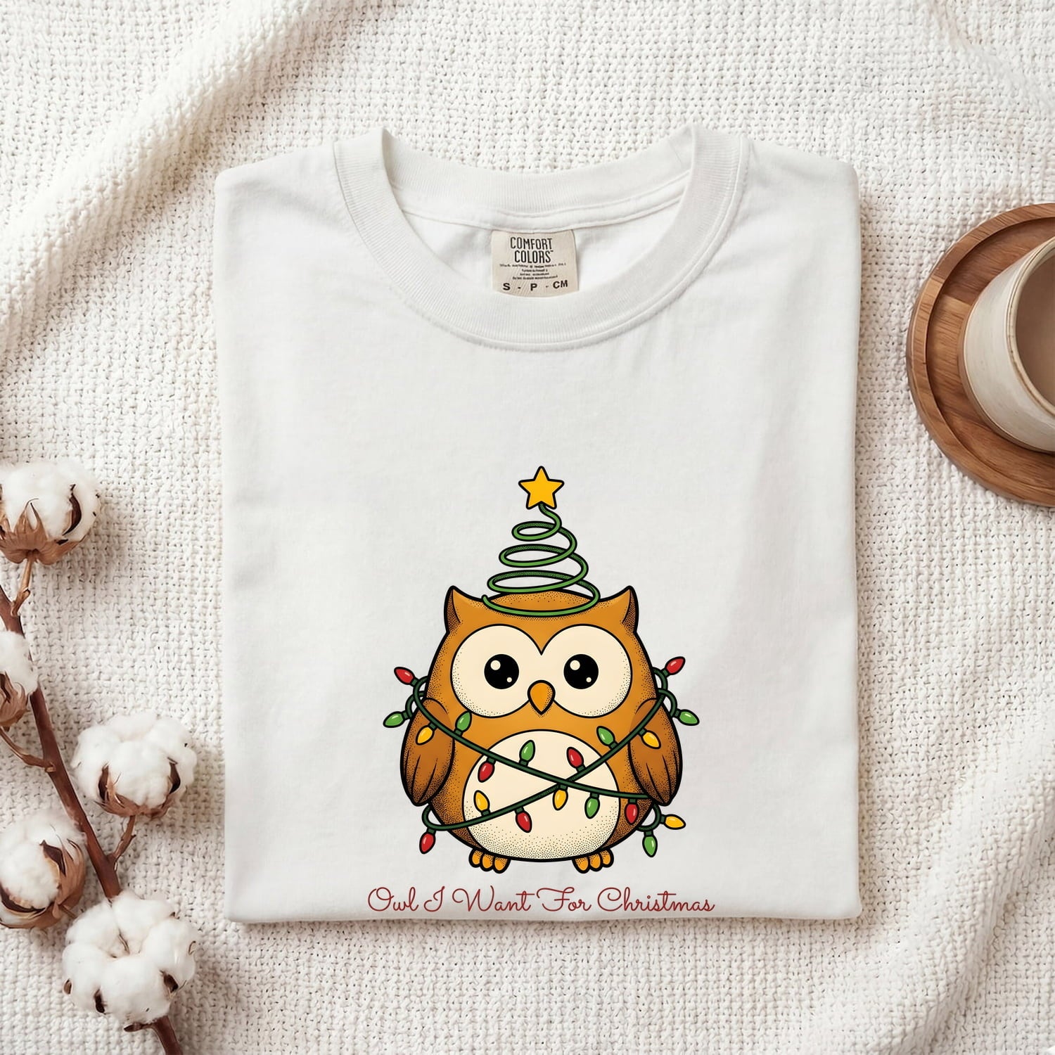 Owl Shirt Christmas Pets Gift Women Comic Tee Hoot Owl T-Shirt Xmas Fan Owl Art Tshirt Animal Graphic Sketch Holiday Lights Tshirt