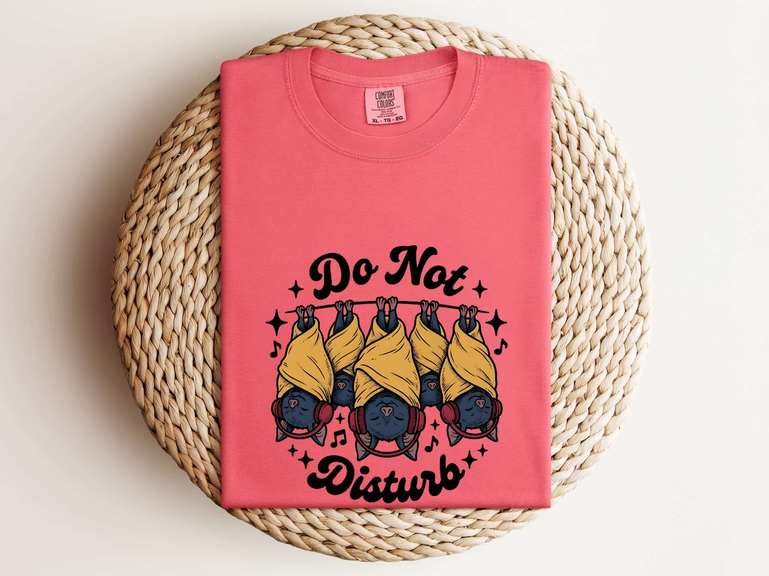 Bats Shirt Halloween Pets Gift Women Illustration Tee Flying Fox T-Shirt Spooky Fan Cartoon Tshirt Animal Graphic Hand Drawn Headphones
