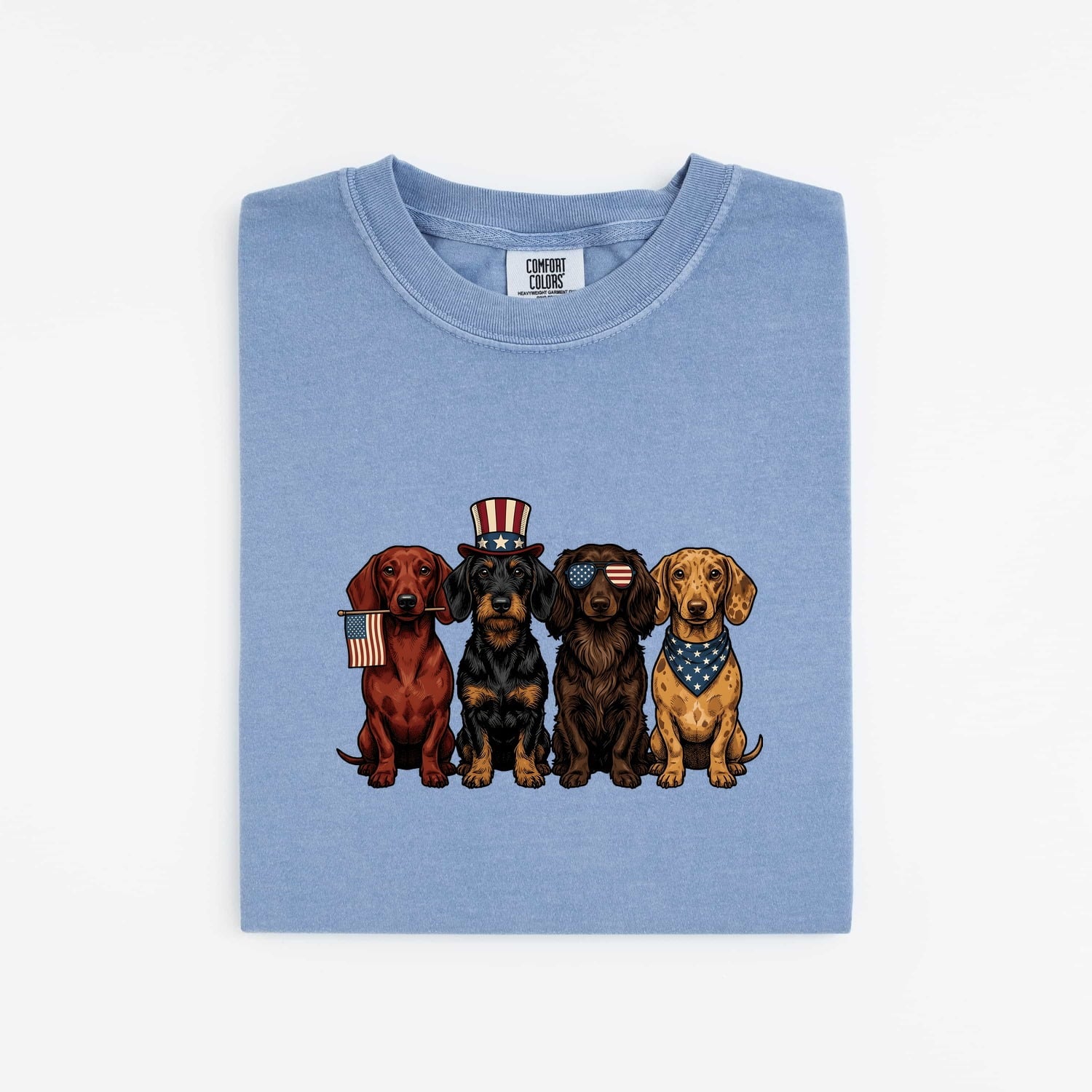 Miniature Dachshund Shirt for Women – Vintage Old School Patriotic Wiener Dog Graphic Tee