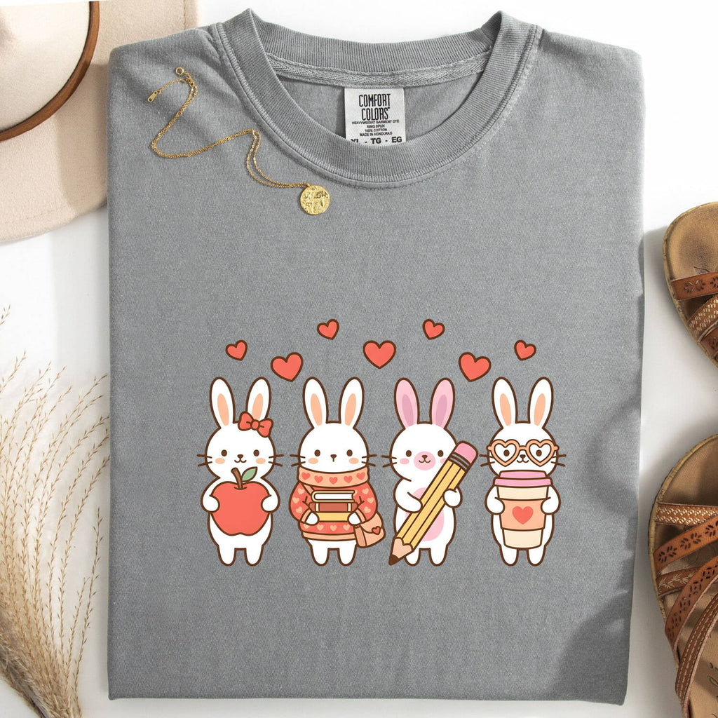 Rabbit Pack Shirt Teacher Pets Gift Women Cute Tee Bunny T-Shirt Educator Enthusiast Adorable Tshirt Animal Graphic Comic Love Symbols