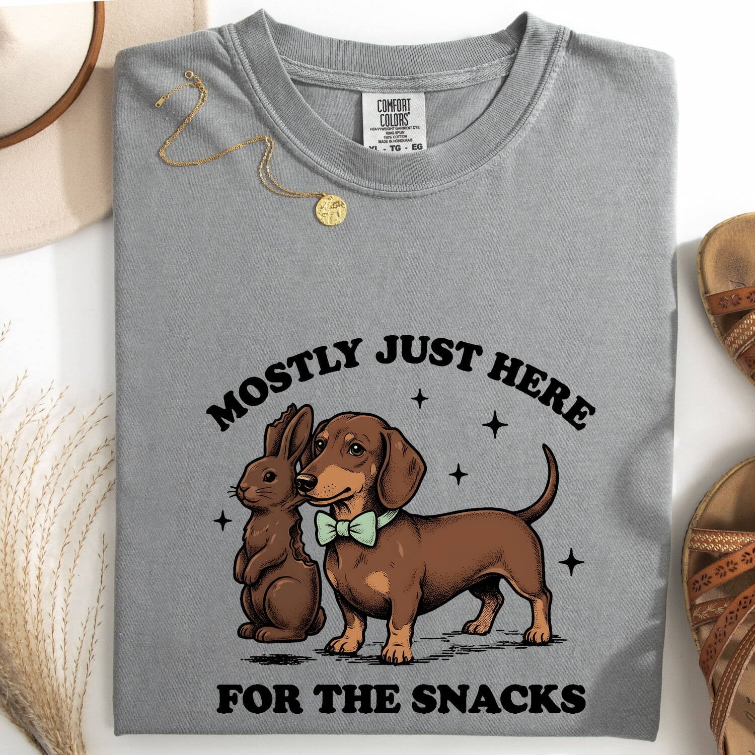 Dachshund Rabbit Shirt Easter Pet Gift Women Retro Tee Wiener Dog T-Shirt Easter Fan Doxie Graphic Tshirt Sketch Sparkles Tshirt