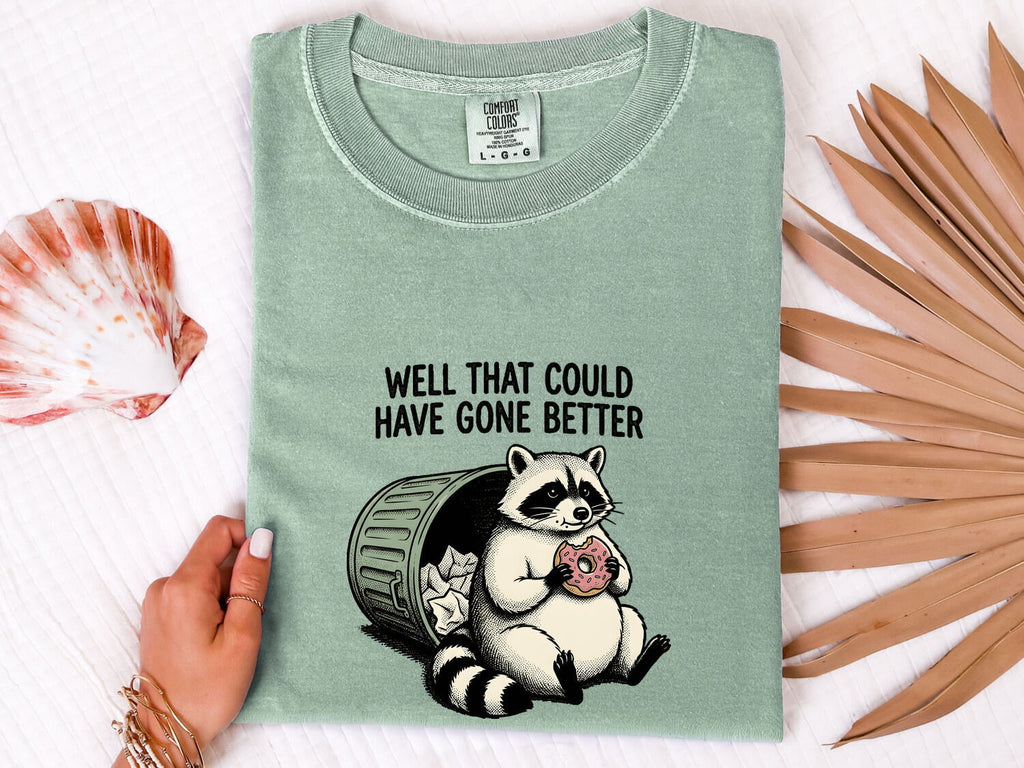 Raccoon Sweet Shirt Funny Pets Gift Women Sketch Tee Raccoon T-Shirt Humor Fan Doodle Tshirt Animal Graphic Line Art Trash Bin Tshirt