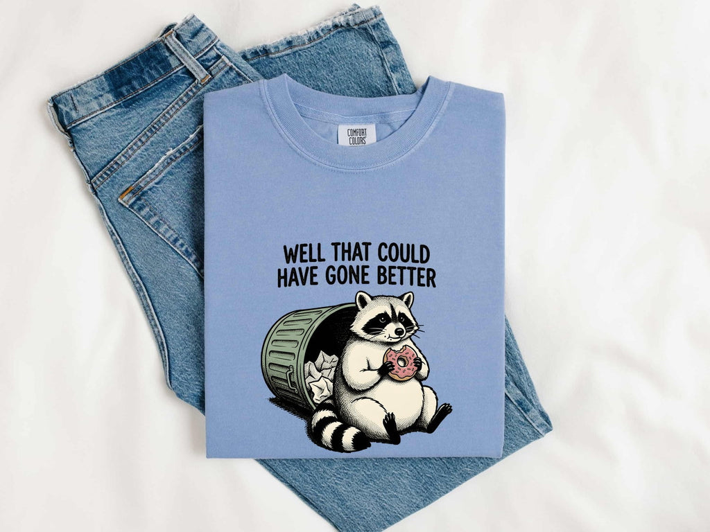 Raccoon Sweet Shirt Funny Pets Gift Women Sketch Tee Raccoon T-Shirt Humor Fan Doodle Tshirt Animal Graphic Line Art Trash Bin Tshirt