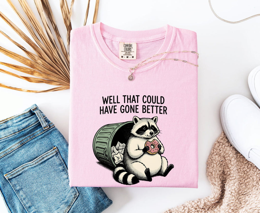 Raccoon Sweet Shirt Funny Pets Gift Women Sketch Tee Raccoon T-Shirt Humor Fan Doodle Tshirt Animal Graphic Line Art Trash Bin Tshirt