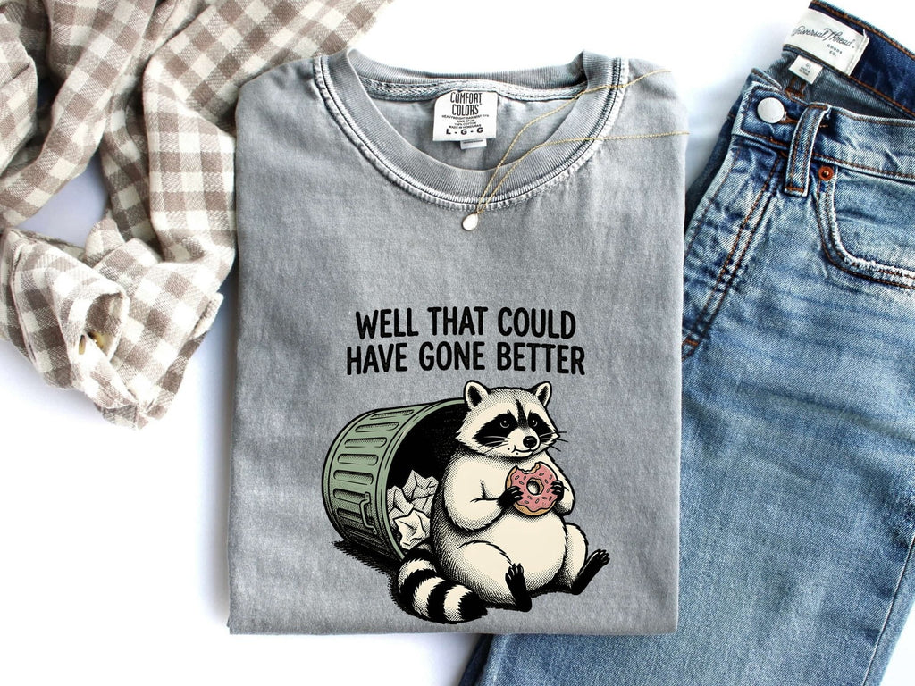 Raccoon Sweet Shirt Funny Pets Gift Women Sketch Tee Raccoon T-Shirt Humor Fan Doodle Tshirt Animal Graphic Line Art Trash Bin Tshirt
