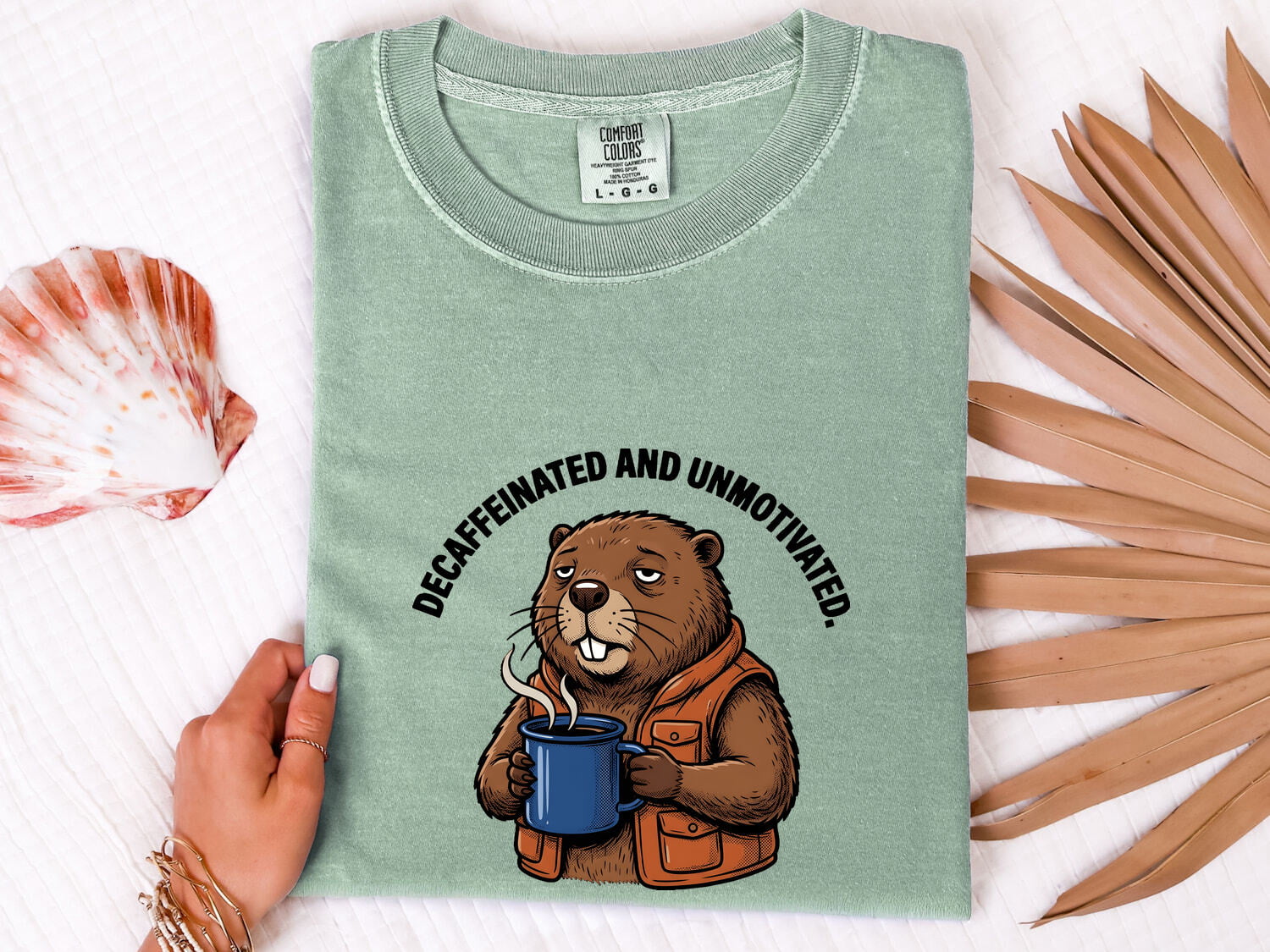 Latte Beaver Shirt for Women – Funny Doodle Cartoon Old School Work Vest Animal Graphic Tee