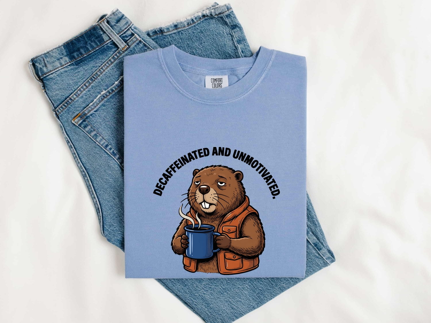Latte Beaver Shirt for Women – Funny Doodle Cartoon Old School Work Vest Animal Graphic Tee