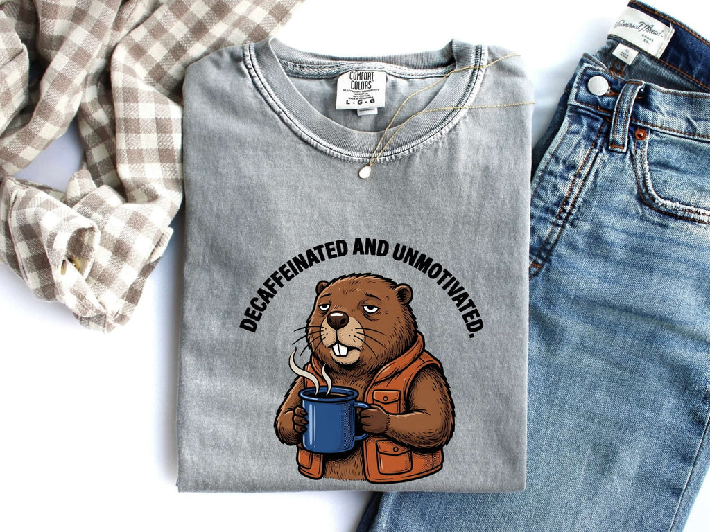 Latte Beaver Shirt for Women – Funny Doodle Cartoon Old School Work Vest Animal Graphic Tee