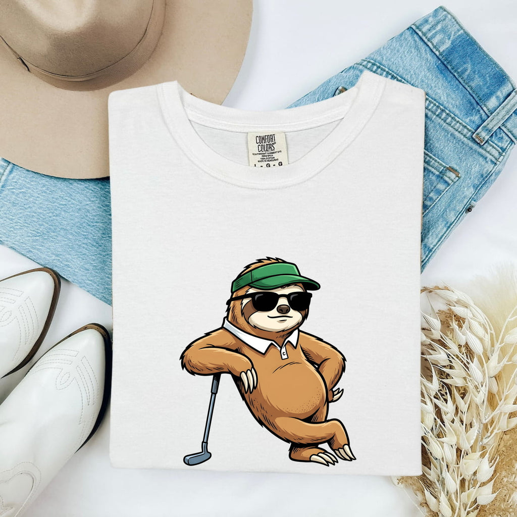 Sloth Golf Shirt Sports Pets Gift Women Doodle Tee Golfing t-shirt Athlete Fan Animal Graphic Tshirt Sketch Eyewear Tshirt