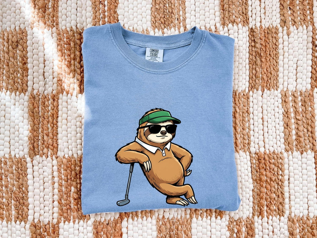 Sloth Golf Shirt Sports Pets Gift Women Doodle Tee Golfing t-shirt Athlete Fan Animal Graphic Tshirt Sketch Eyewear Tshirt