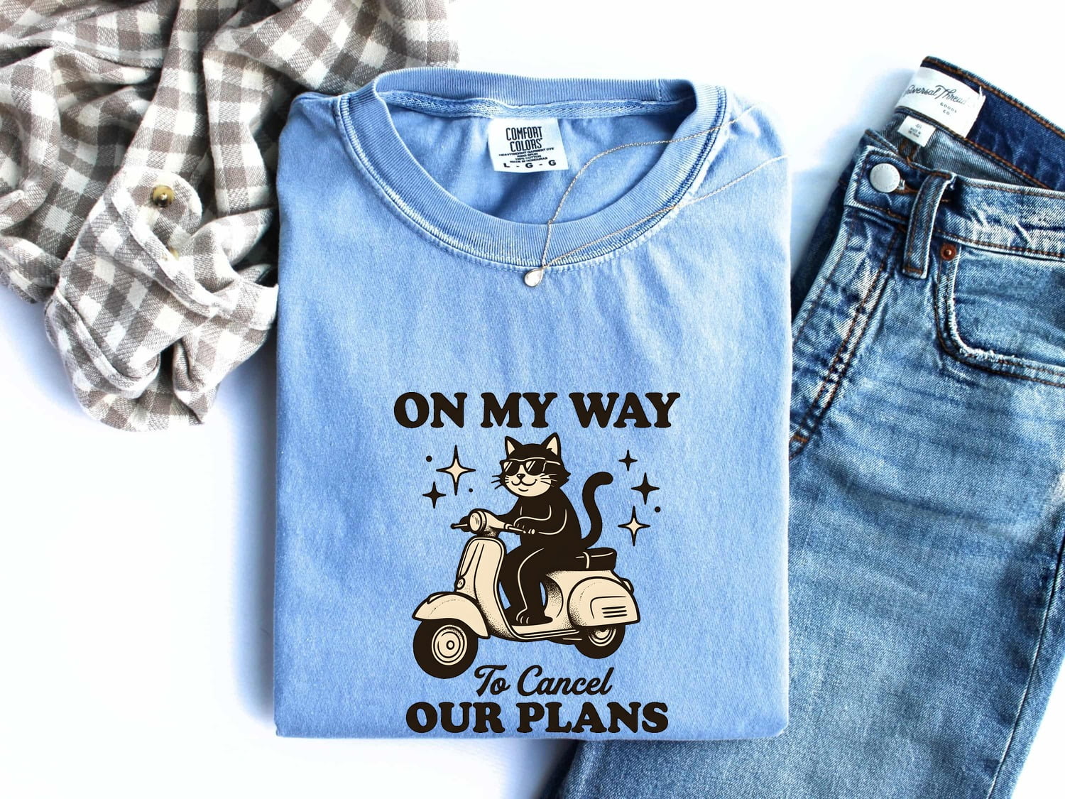 Kitten Scooter Shirt for Women – Vintage Cartoon Humor Shades Cat Graphic Tee
