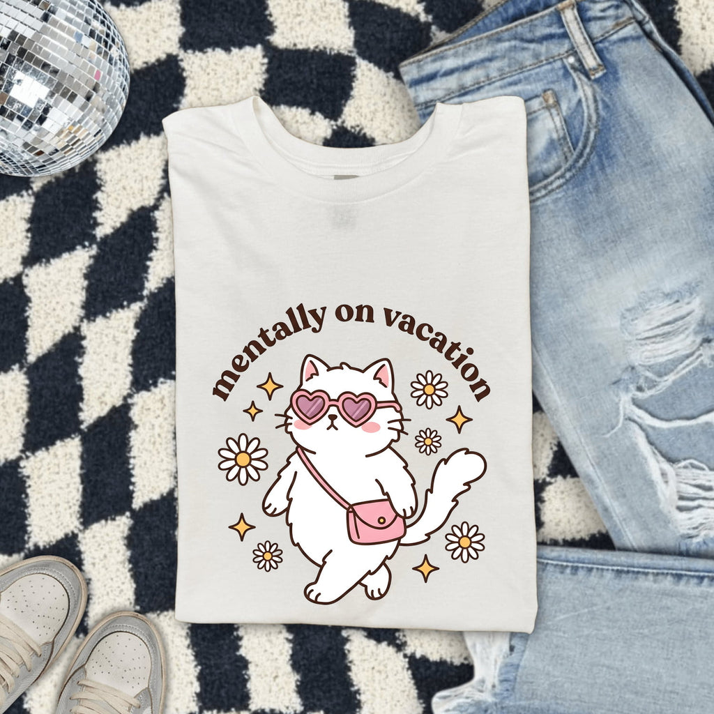 Kitty Shades Shirt for Women – Funny Kawaii Cat Eye Sunglasses Comic Flowers Graphic Tee