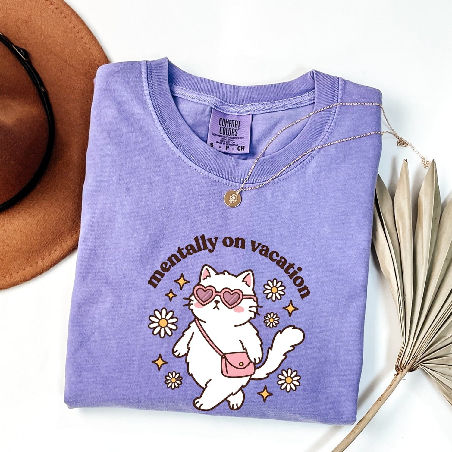 Kitty Shades Shirt for Women – Funny Kawaii Cat Eye Sunglasses Comic Flowers Graphic Tee