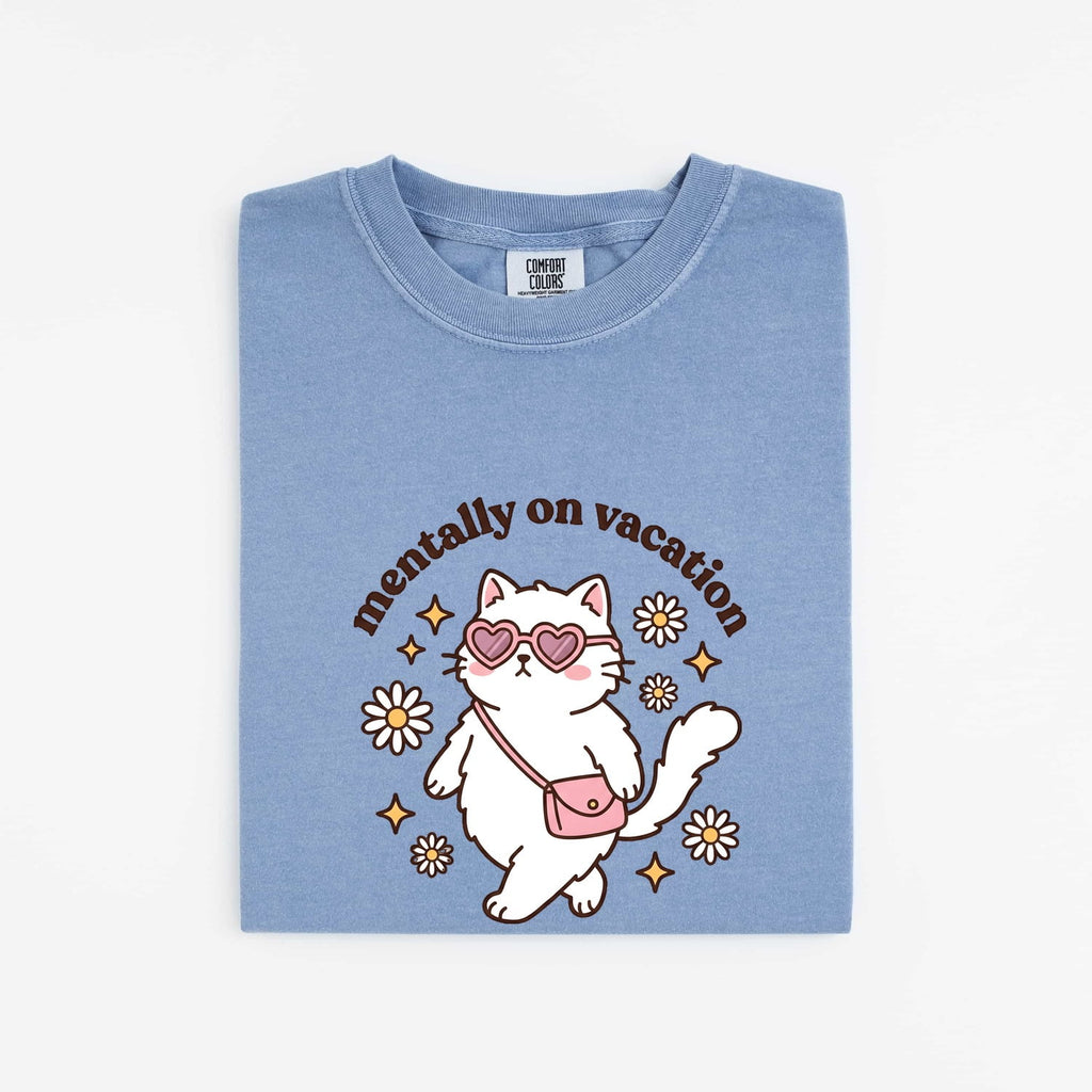 Kitty Shades Shirt for Women – Funny Kawaii Cat Eye Sunglasses Comic Flowers Graphic Tee